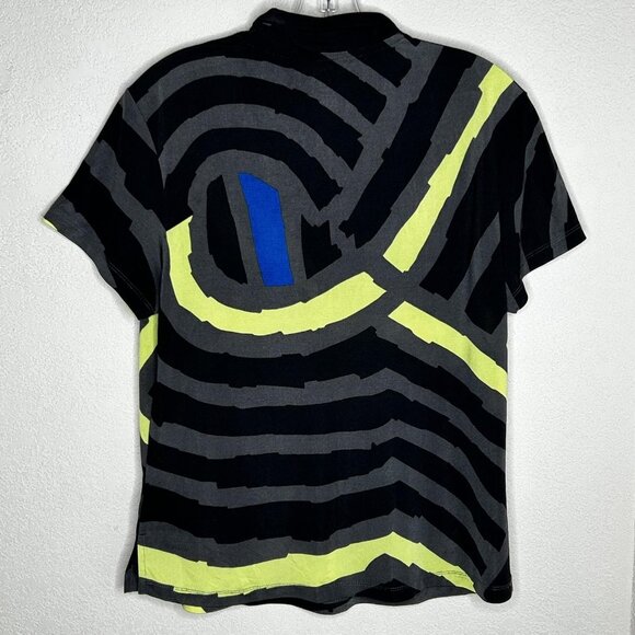 Jamie Sadock Polo Shirt Womens Medium Black Neon Abstract Golf Stretch Tennis - Picture 3 of 11
